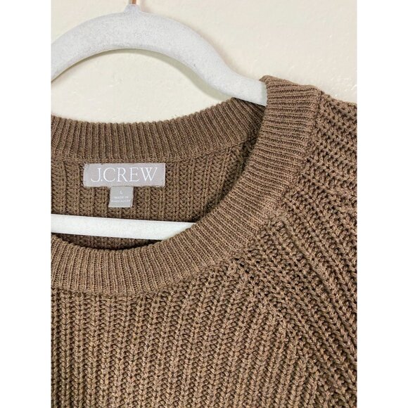 J.Crew Women's Brown Cotton fisherman Sweater Size Large Ribbed Knit Minimalist - Picture 8 of 14
